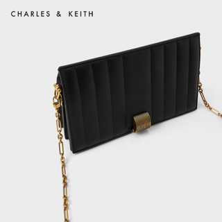 CHARLES＆KEITH2021春季新品CK6-10701098女士金属扣饰斜挎包钱包 Black黑色 XS