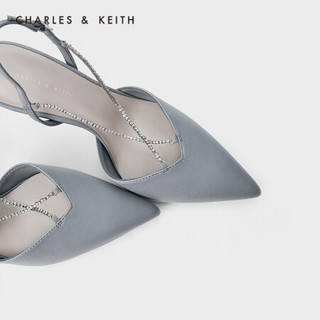 CHARLES&KEITH2021春季新品CK1-60280280-A女士链条尖头高跟凉鞋 Light Blue浅蓝色 34