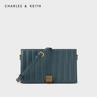CHARLES＆KEITH2021春季新品CK6-10701098女士金属扣饰斜挎包钱包 Teal蓝绿色 XS