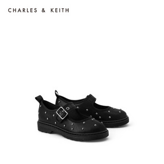 CHARLES＆KEITH2021春新品CK9-70900026-A金属铆钉饰儿童玛丽珍鞋 Black黑色 28