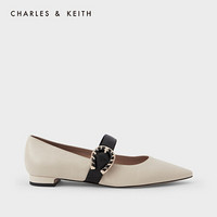 CHARLES＆KEITH2021春季新品SL1-70920004女士金属扣绊带玛丽珍鞋 粉白色Chalk 41