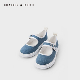 CHARLES＆KEITH2021春季新品CK9-70900026儿童绊带休闲帆布鞋单鞋 Blue蓝色 32