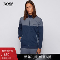 HUGO BOSS雨果博斯夹克男2020款秋季棉质混纺凸纹布常规版家居夹克 402-深蓝色 EU:XL