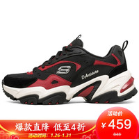 SKECHERS 斯凯奇 经典休闲鞋 女子运动鞋 老爹鞋 66666343/BKRD 黑色 37码 US7码