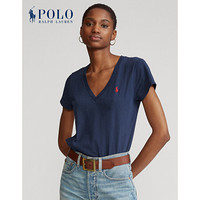 Ralph Lauren/拉夫劳伦女装 经典款平纹针织V领T恤21363 410-海军蓝 XL
