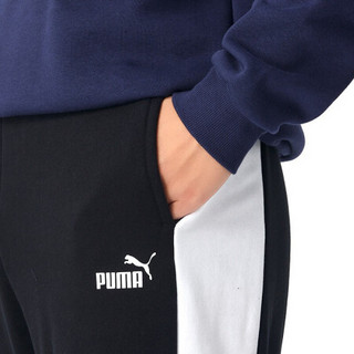 彪马 PUMA 男子 基础系列 PUMA BLOCK Sweatpants TR 运动 针织长裤 587158 01黑色 L码(欧洲码)