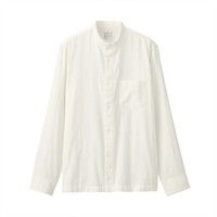 無印良品 MUJI 無印良品 男式 印度棉双层纱织 立领衬衫 白色 L