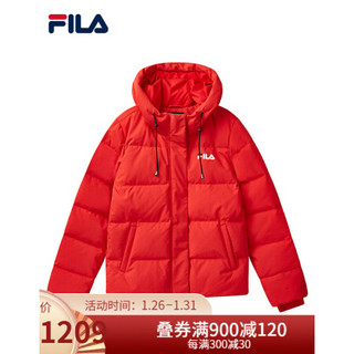 FILA 斐乐官方 女士羽绒服 2020年冬季新款时尚休闲宽松运动外套 传奇红-RD 170/88A/L