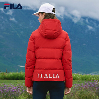 FILA 斐乐官方 女士羽绒服 2020年冬季新款时尚休闲宽松运动外套 传奇红-RD 170/88A/L