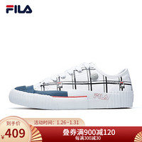 2-FILA × MIHARA 斐乐CARVE 蔡徐坤力荐帆布鞋2020新款休闲板鞋女鞋 斐乐白/水手蓝-WB 36