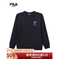 FILA 斐乐官方套头卫衣男子2021新款圆领运动休闲时尚套头衫 传奇蓝-NV 180/100A/XL