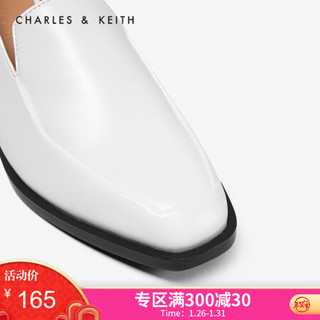 CHARLES＆KEITH2021春季CK1-71680027简约休闲低跟乐福鞋单鞋女鞋 White白色 35