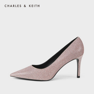CHARLES＆KEITH2021春季新品CK1-60361289女士时尚尖头高跟单鞋 粉红色Pink 38