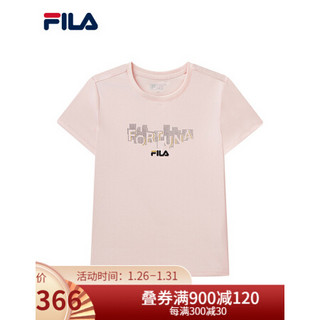 FILA斐乐官方女子短袖T恤 2021春季新款时尚休闲运动短袖上衣 芸酞粉-LP 165/84A/M