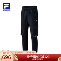 FILA ATHLETICS 斐乐男士梭织长裤2021春季新款大口袋工装裤卫裤 深黑-BK 180/88A/XL