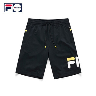 FILA FUSION斐乐官方男子五分裤新款宽松潮流短裤运动裤 深黑-BK 180/88A/XL