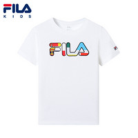 FILA KIDS 斐乐儿童 男孩短袖T恤2021年春季新款小童休闲logo运动 标准白-WT 150cm(150)