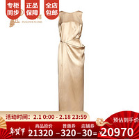 FERRAGAMO/菲拉格慕女装2021新款女士时尚经典低领口丝绸缎长连衣裙  131782 743251   金色 36
