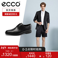 ECCO爱步商务男鞋透气正装皮鞋德比鞋 卡尓翰640714 黑色64071401001 43