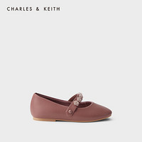CHARLES＆KEITH2021春季新品CK9-70900019儿童花朵绊带装饰平底鞋 粉红色Pink 33