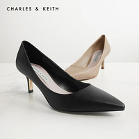 CHARLES＆KEITH2021春季新品CK1-60361321女士通勤尖头小猫跟单鞋 Sand沙色 36