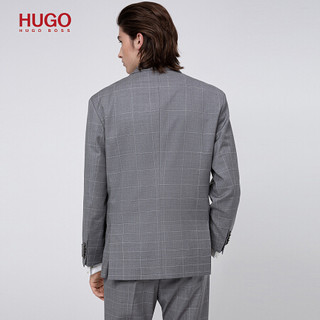 HUGO BOSS雨果博斯西服男2020款格纹初剪羊毛西服套装 082-泛灰色 48