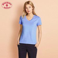 Brooks Brothers/布克兄弟女士纯色V领短袖T恤内搭休闲 4003-浅蓝色 XS