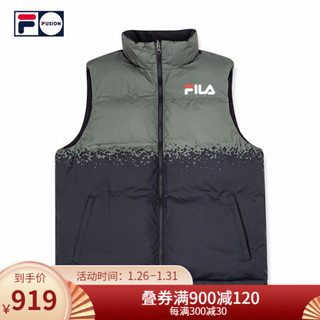 FILA FUSION 斐乐 男士羽绒马甲2020冬新款时尚工装外套白鹅绒服 深黑-BK 165/88A/S