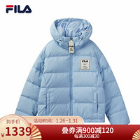 FILA x MIHARA 斐乐羽绒服女2020冬季新款LOGO连帽羽绒短款外套女 纯真蓝-LB 180/96A/XXL