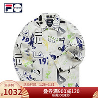 FILA FUSION X STAPLE斐乐男运动外套2021春季新款满印上衣 T11M114705F米色丛林-WT 180/100A/XL