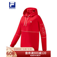 FILA ATHLETICS 斐乐连帽卫衣女子2021春季新款休闲运动套头衫 RD红-RD 180/96A/XXL