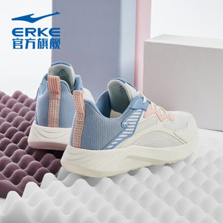 ERKE 鸿星尔克 夏季新款轻便运动鞋透气舒适跑鞋女 橡芽白/氢气蓝