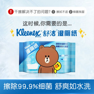 舒洁 Kleenex LINE FRIENDS 湿厕纸40片*5包 可冲水 擦除99.9%细菌清洁湿纸巾湿巾