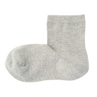 無印良品 MUJI 女式 合脚直角 袜口无橡筋三层 短袜 浅灰色 23-25cm