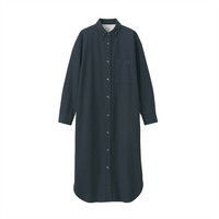 無印良品 MUJI 無印良品 女式 棉水洗牛津 衬衫连衣裙 深灰色 XS-S