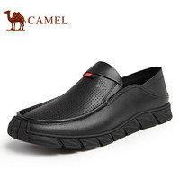 骆驼（CAMEL） 商务休闲鞋透气驾车乐福鞋套脚男皮鞋 A112177040 黑色 38