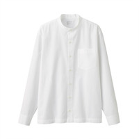 無印良品 MUJI 無印良品 男式 长绒棉 水洗平纹 立领衬衫 白色 XL