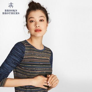 Brooks Brothers/布克兄弟女士锦纶面料拼色条纹设计针织衫打底 B465-混色 M