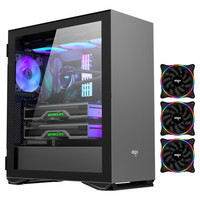 aigo 爱国者 YOGO M2 PRO E-ATX机箱 半侧透 钛灰色+爱国者彩虹V1 风扇*3