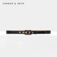 CHARLES&KEITH2021春季CK4-32250239时尚鳄鱼纹印花女士腰带皮带 Black黑色 S