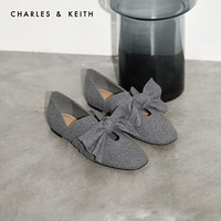 CHARLES＆KEITH2021春季CK1-70900072女士蝴蝶结装饰平底单鞋 Grey灰色 37