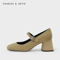 CHARLES＆KEITH2021春季SL1-61720034女士细绊带方头玛丽珍鞋 Green绿色 38