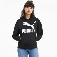 PUMA 彪马 官方 新款女子印花连帽休闲卫衣 LOGO 599197 黑色 01 S