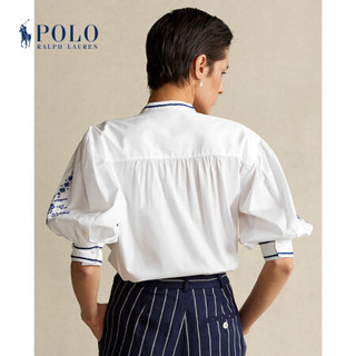 Ralph Lauren/拉夫劳伦女装 2021年春季刺绣棉质绒面衬衫22012 100-白色 L