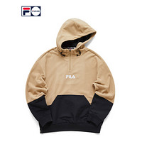 FILA FUSION 斐乐 男子连帽卫衣 2021春季新款拼接街头潮流卫衣 焦卡其-DK 185/104A/XXL