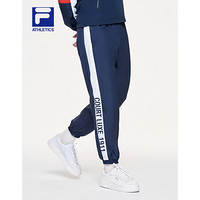 FILA ATHLEITCS 斐乐男士梭织长裤2021春季新款拼色运动裤休闲裤 RD宝蓝-NV 170/80A/M