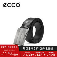 ECCO爱步商务时尚皮带男 金属扣头牛皮男士腰带 特斯9105578 黑色910557890000 100