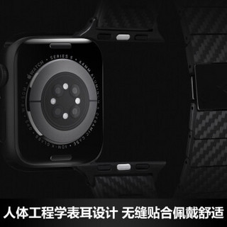 PITAKA 苹果Apple Watch Series 6/SE/5/4智能手表 纯碳纤维表带 简约现代款42/44mm