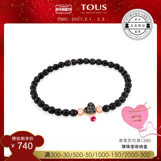 TOUS 桃丝熊 银镀18K玫瑰金尖晶石手链314931660