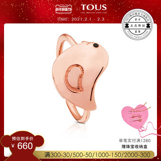 TOUS 桃丝熊 银镀18K玫瑰金饰品小鸟戒指镶嵌尖晶石直售612635541